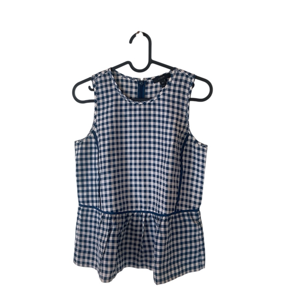 J. Crew Blue and White Checkered Top